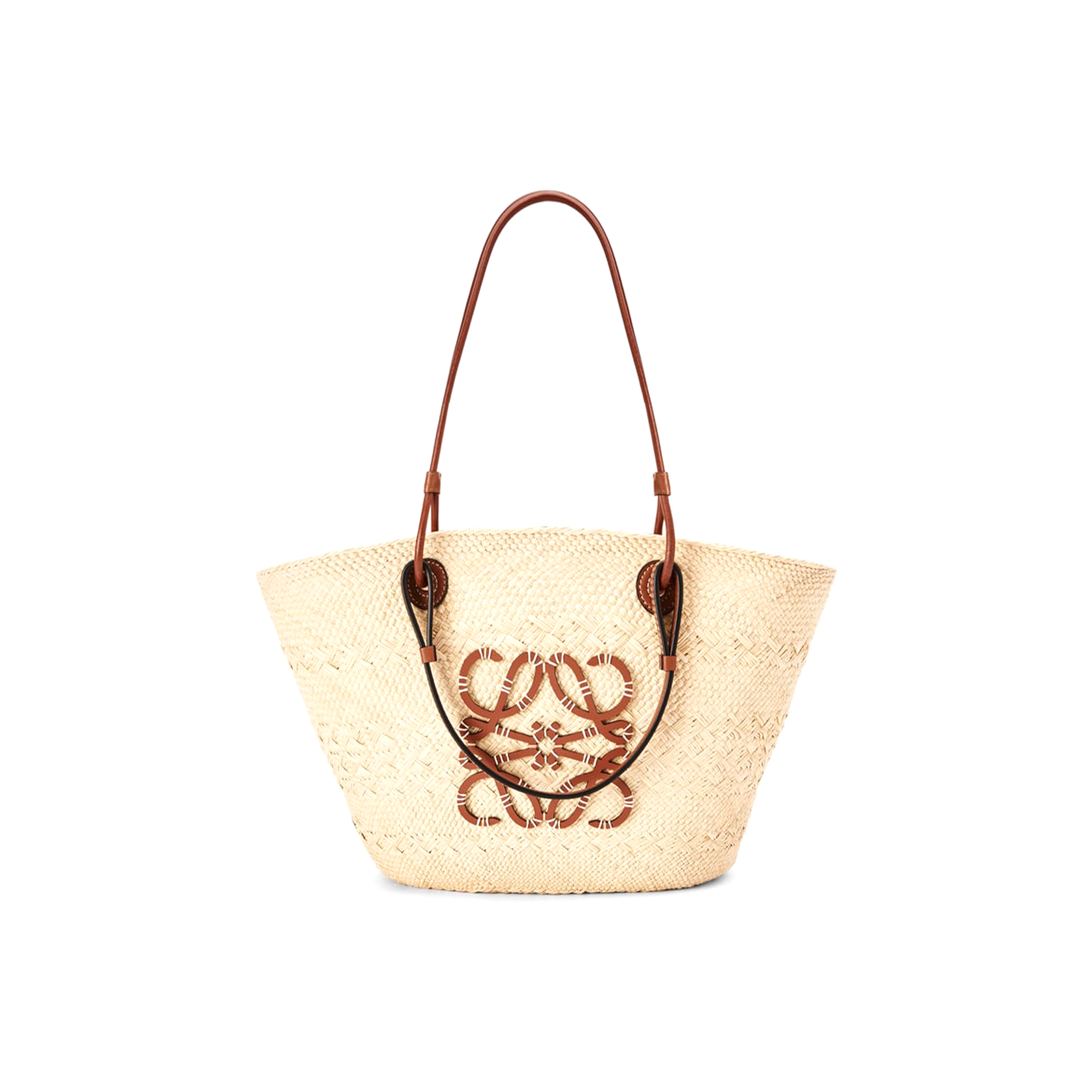 L0ew* medium anagram basket bag in iraca palm and calfskin a223t43x02 (46*24.5*16cm)